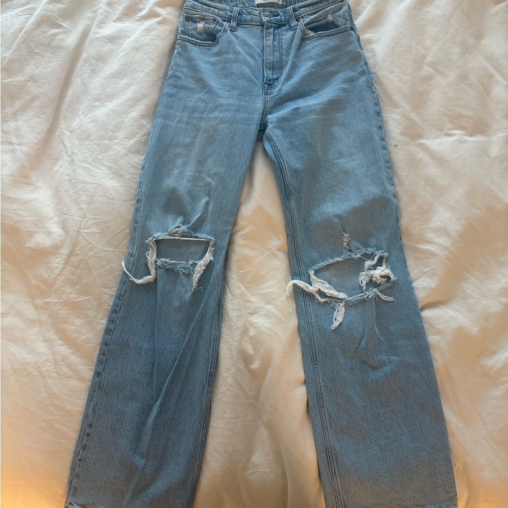 Distressed Blue Jeans